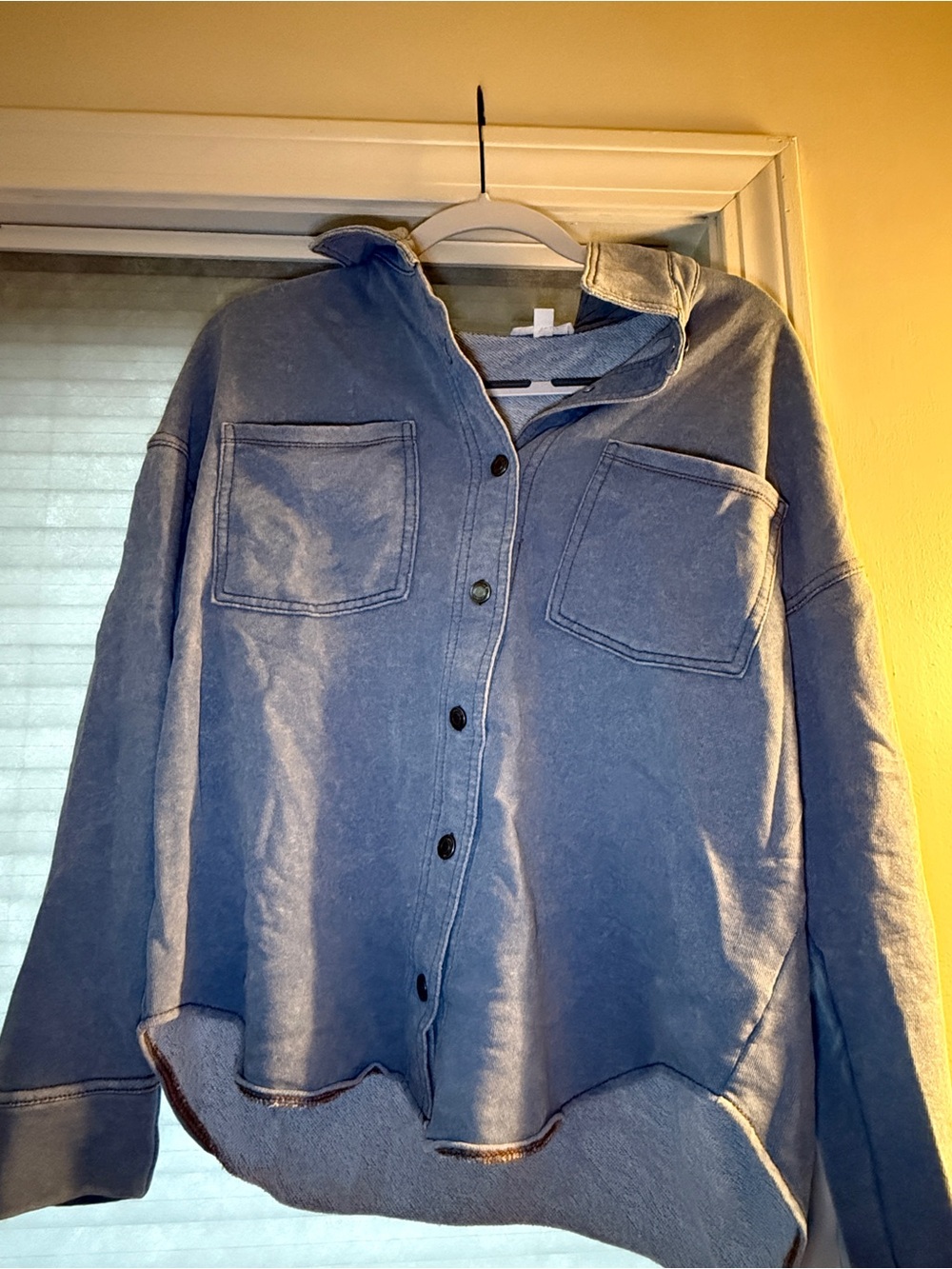 Pink Rose Blue Utility Button-Up Jacket with Chest Pockets